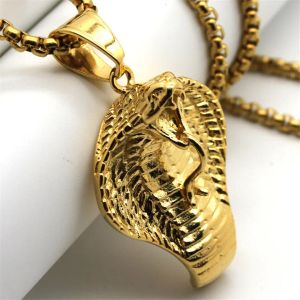 Yeni moda yılan kobra kolye kadınlar/erkekler için kolye punk altın renk 14k sarı altın zincir moda mücevher hediyeler