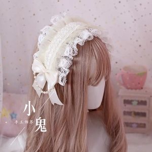 Японский милый косплей Лолита, головной убор в стиле ретро, повязка для волос принцессы, кружевная заколка для волос с бантом для девочек, повязки на голову A326 240105