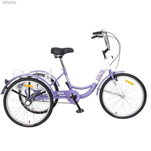 Bisikletler Yetişkin Üç Sapma 26 inç3 Tekerlek Kruvaziyer Bisiklet Ayarlanabilir Trike Bell Fren Sistemi Kruvazör Bisikletleri Alışveriş için Büyük Sepet240105
