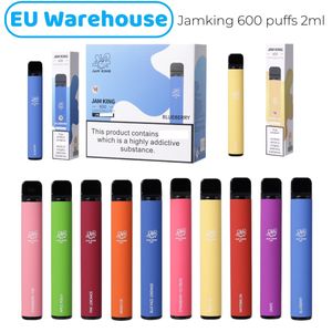 Jam King Eu Stock Elektronik Puro Vape Puff 600 2ml E-Juice 10 Tatlar Tek Kullanımlık Sigara Çin Toptan Vape Stick 550mAH Pil 20mg NIC Mile Bobin