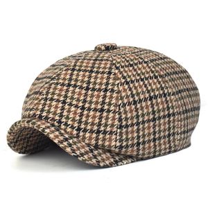 Kapaklar Sonbahar Kış Ekose Newsboy Ivy Caps Sıradan Bere Şapkaları İngiltere Gatsby Retro Hat Sürücü Düz Kapağı