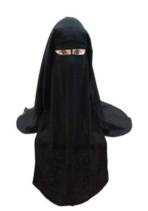 Müslüman Bandana Eşarp İslami 3 Katmanlar Niqab Burka Bonnet Hicap Kapağı Mape Siyah Yüz Kapağı Abaya Stil Sarma Kapak 22945020