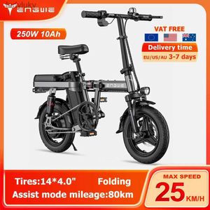 Bisikletler Engwe T14 Elektrikli bisiklet 400W 48V 14 inç Katlanır Elektrikli Bisiklet Yetişkin Değişken Hızlı Mini Güç Yardımlı Bisiklet240105