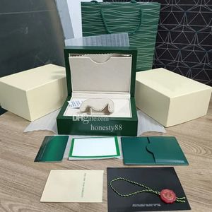 Tasarımcı Green Watch Box Luxury Erkek Kutuları Orijinal İç ve Dış Kadınlar Saat Kılıfı Erkekler İzle Yeşil Kutular Broşür Kartı Aksesuarları Sertifika Çantası