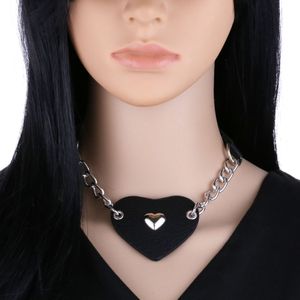 Sahne Giyim Dans Aksesuarları Goth Siyah Kalp Kolye Çivi Spankak Yol Pun PU Deri Gotik Aksesuarlar Seksi Vegan Chocker Kadın Cadı Cosplay Mücevherat