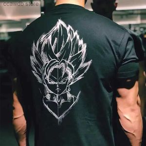 Erkek Tişörtleri Yaz Spor Salonu Erkekler T-Shirts Japon Anime Goku Baskı Fitness Kısa Kollu Tişörtler Kadın 100 Pamuk T-Shirt Tee Giyim 2023 T240105