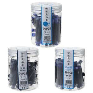 30 шт., универсальная черная, синяя перьевая ручка Jinhao, картриджи с чернилами, 2,6 мм, стержни 240105