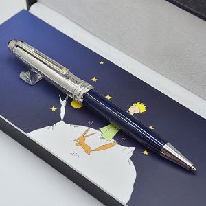 Lüks Küçük Prens Mavi ve Gümüş 163 Silindir Top Kalem Beyaz Kalemi Pen Pen Ofis Kırtasiye Markası Yatırma Kalem 240105