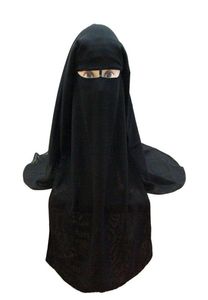 Müslüman Bandana Eşarp İslami 3 Katmanlar Niqab Burka Bonnet Hicap Kapağı Meydan Siyah Yüz Kapağı Abaya Stil Sarma Kapak 21849028