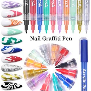 Tırnak Graffiti Pen 3pcs Set 3D Tırnak Sanatı Boyama Kalemi Üçinon Tırnak Yağı Tutkal Kalem DIY Tırnak Sanatı Favori Desenleri Çekebilir 240105