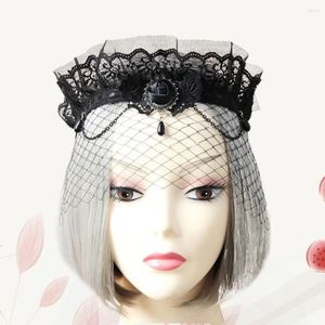 Банданы с кружевной вуалью и короной с узором в стиле ретро, повязка на голову с гренадином, аксессуары для волос для свадебной женщины