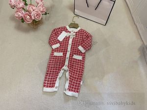 Lüks Bebek Erkekler Houndstooth Ruspers Toddler çocuklar yay örgü uzun kollu tulumlar bebek kızlar pamuk tırmanma kıyafetleri s0998