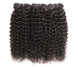 Doğal Renk 3 Paketler Jerry Kıvırcık İnsan Saç Uzantıları Afro Stil Brezilya Peru Malezya Hint Remy Weft1356651