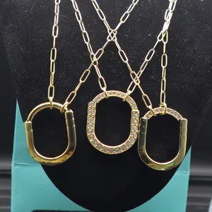 Lüks Tasarımcı Takı Moda Kilidi U Elmaslı Kadınlar İçin Kolye Tasarımcısı Gül Altın Sterlling Gümüş Mücevherat Asla Solmaz ALERGİK DÜĞÜN HEDİYE