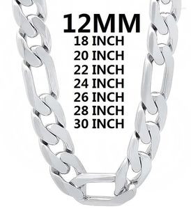 Chains Chains Solid 925 Sterling Silver Necklace For Men Classic 12mm Cuban Chain 1830 Inch Charm High Quality Fashion Jewelry Wedding