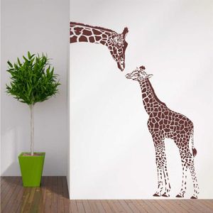 Zürafa ve bebek zürafa duvar çıkartması ev dekor oturma odası sanat duvar dövme vinil çıkarılabilir çıkartılabilir çıkartma hayvan teması duvar kağıtları la979 2309m