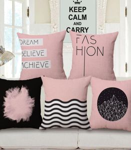 Design simples capa de almofada moderna rosa lance fronha amor citação sofá chaise almofada decoração de natal para casa office9583815