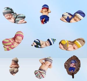 Pasgeboren Pography Rekwisieten Baby Jongen Meisje Poshoot Gehaakte Gestreepte Outfit Baby Verjaardag Foto Schieten Kleding Baby Douche Cadeau4185972