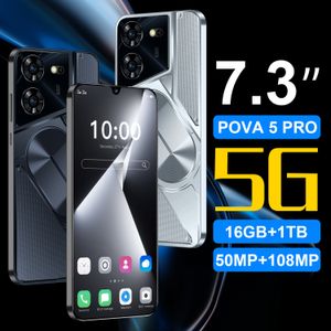 Pova 5 Pro Новый трансграничный мобильный телефон 7,3-дюймовый 16-1T Android Внешняя торговля Смартфон Источник Доставка с завода