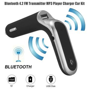 En Ucuz Araç Bluetooth Adaptör S7 FM Verici Bluetooth Araç Kiti Eller FM Radyo Adaptörü USB Çıkış Araç Şarj Cihazı RE1549443