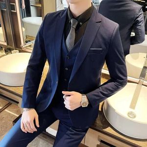 Erkek Suit Butik Doğru Renk Sıradan Ofis İş Takımı Üç ve İki Parça Set Damat Gelin Elbise Blazer Yelek Pantolon