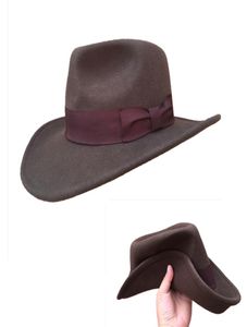 Brown Ezilebilir Kovboy Fedora Şapkaları Jones Outback Hat -Simple Pack4492308