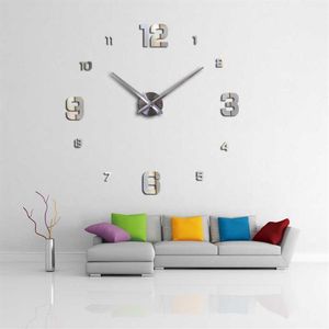 3d настенные часы новый домашний декор большое римское зеркало модные современные кварцевые часы «сделай сам» гостиная часы настенная наклейка X0705204o