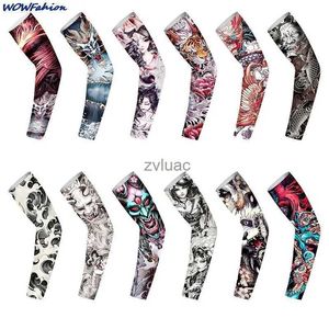 Arm Leg Warmers Fingerless Gloves 1Pair Men Long Tattoo Sleeves Seamless Armguard Sun Protection Cover Outdoor Driving Ice Silk Women UPF 50 YQ240106