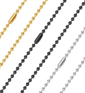 24mm boncuk top zincirleri kolyeler solmaz paslanmaz çelik kadın moda erkekler hip hop takı 24 inç gümüş siyah 18k altın kaplama 5301348