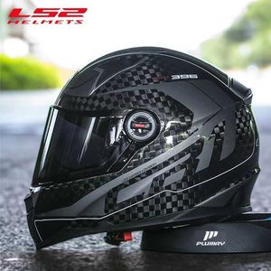 Motosiklet Kaskları Orijinal LS2 FF396 Karbon Fiber Motosiklet Kaskı LS2 Tam Yüz Kaskları Casco Casque Moto Hava Yastığı Yok Pumpl24014