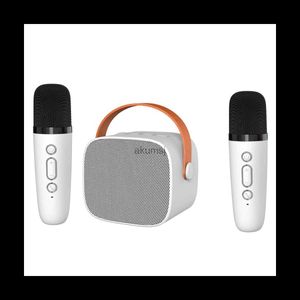 Портативные колонки Мини-караоке с 2 беспроводными микрофонами для детей и взрослых 18 предварительно загруженных песен Портативный Bluetooth Белый YQ240106