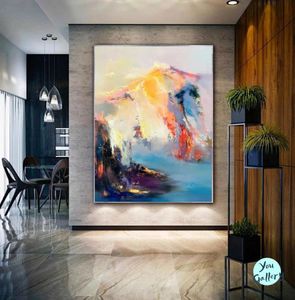 Grande arte de parede pintada à mão pintura a óleo abstrata colorida texturizada pinturas artesanais decoração de casa para sala de estar quarto escritório 240106