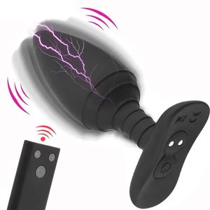 5 Frequency electric anal plug Remote butt plug electric prostate stimulator toy masturbator sex toy man 240106
