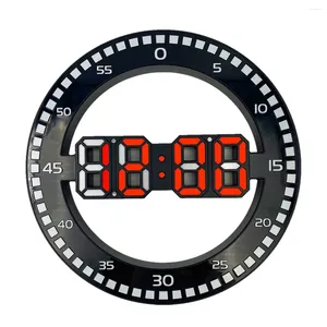 Настенные часы Часы для гостиной 3D LED Портативный электронный экран без прыгающих секунд Черный Красный