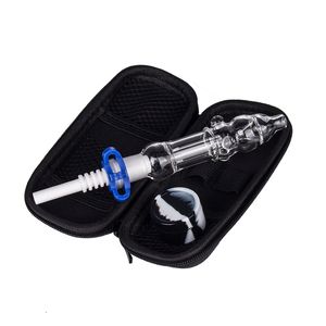 NC008 Dab Rig Smoking Pipe Spill-Proof Glass Water Bong Bag Set 10mm 14mm Titanium Quartz Ceramic Nail Clip Dabber Tool Jar de silicone Kit de bongos de borbulhador refrigerados a água