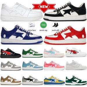 2024 Dhgate Designer Casual Shoes sta Fashion Luxury Patent Leather Suede Black White Grey Mens Trainers Star Womens Ladies Flats Sneakers