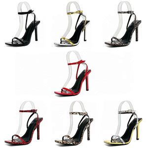 Tasarımcı Kadınlar Yüksek topuklu sandalet yaz moda deri terlik seksi stiletto parti ayakkabıları yüksek kaliteli tasarımcı ayakkabıları 10 kestane pirinç topuk kutusu
