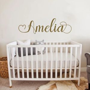 60*20cm Vinyl Lettering Name Decal Simple Custom Name Decals Baby Girl Nursery Wall Stickers Personalised Wallpapers LC1776 240106