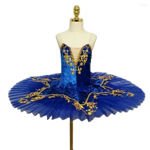 Sahne Giyim Flannel Mavi Çocuk Bale Performans Kostümü Tutu Etek Dans Yetişkin Kuğu Gölü