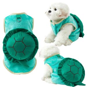 Зимняя одежда для домашних животных, утолщенный костюм с милой черепахой для домашних животных, фланелевая одежда для собак 240106