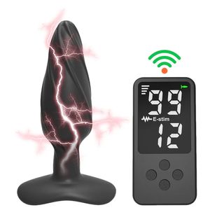 Electric Shock Anal Plug G-Spot Vaginal Massager Wireless Remote Control Sex Shop 12 Modes Masturbator Sex Toys for Men Women 240106
