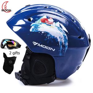 MOON Ski Snowboard casque couverture automne hiver adulte hommes équipement de planche à roulettes sport sécurité casques de Ski avec 2 cadeaux lunettes 240106