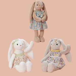 45cm Doldurulmuş Uzun Kulaklar Tavşan Oyuncak Sevimli Yumuşak Yay Tavşan Giyim Elbise Peluş Bebekler Hediye Çocuklar için Hediye Kızlar 240106