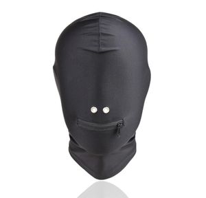 Фетиш БДСМ Бондаж Секс-капюшоны Гибкая маска на голову Эротическое игровое снаряжение Рабский тренажер для пыток Секс-игрушки для взрослых для женщин Черный GN3124000429283630