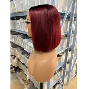Brazilian Human Hair 1B/99J 1B/Orange Natural Color 2X6 Lace Closure Bob Wig 10-16inch Ombre Color Virgin Hair Lace Wigs