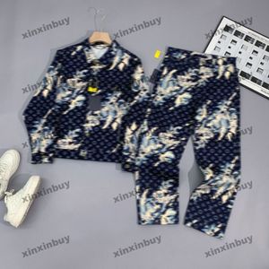 Xinxinbuy 2024 Erkekler Tasarımcı Ceket Çiçek Mektubu Deniz Yosunu Baskı Uzun Kollu Denim Setleri Kadınlar Siyah Beyaz Mavi Gri Khaki Sarı S-2XL