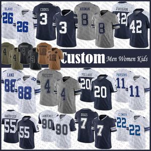 Camisa de futebol personalizada Micah Parsons CeeDee Lamb Dak Prescott Trevon Diggs DaRon Bland Tony Pollard Deuce Vaughn Rico Dowdle Emmitt Smith Troy Aikman Roger Staubach