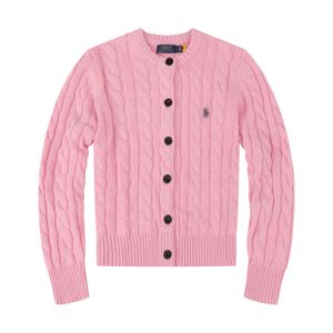Kadın Sweaters Kış Kadınları Polo Sweatshirts Hoodies Tasarımcı Yuvarlak Boyun Haldigan Sweater Twist Pullover Pony Nakış Tutup Düğmesi Örgü Üstleri