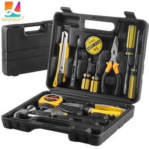 891213Piece Tools Set General House hold Hand Tool Kit with Plastic Toolbox Storage Case Used to Car repair And home Repair 240108
