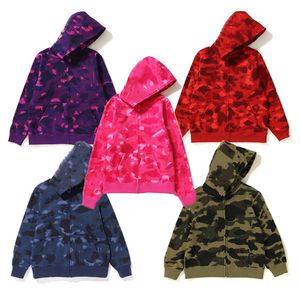 Çocuk tasarımcı ceket maymunları kapüşonlar köpekbalığı büyük abc kamuflaj kız kızlar küçük çocuklar ceket uzun kollu sweatshirts çocuk genç çocuk gündelik moda fermuar 978Q#